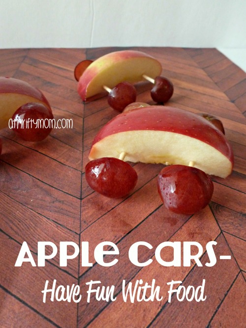 Apple Cars, have fun with food, #apples, #grapes, #toothpicks, #snacks, #healthysnacks, #healthyeating, #funwithfood, #food