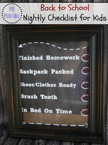 Back to school nightly checklist, help kids stay on task and get ready for school #FreePrintable, #School,