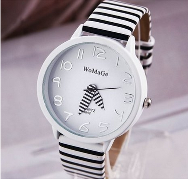 Black and White Striped Watch