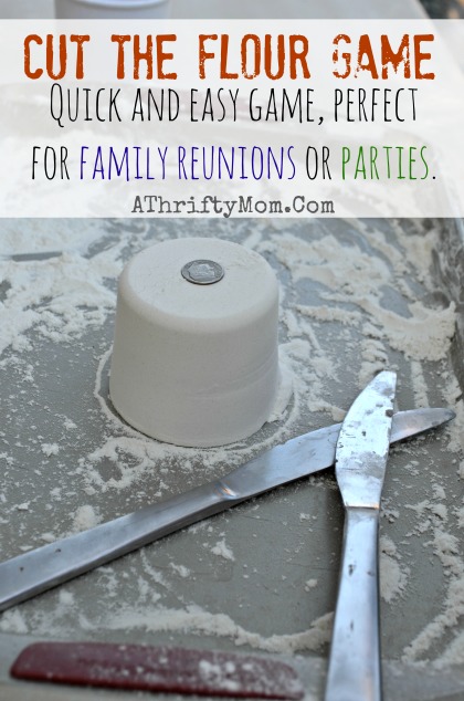 Cut the flour game, Family Reunion Ideas, Party games,  Games for a family reunion #Games, #FamilyReunionIdeas