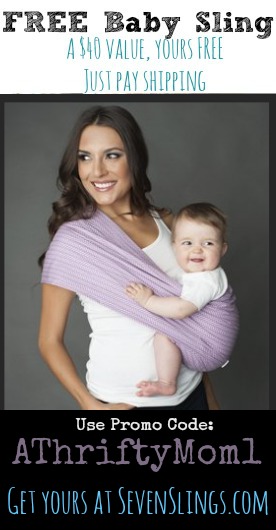 FREE baby sling, from sevenslings.com. Promo code ATHRIFTYMOM1 Such an awesome FREEBIE just pay shipping #Gift #Baby #Free #BabySling