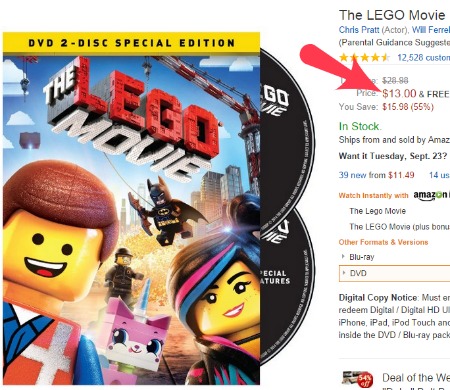 LEGO movie deal DVD BluRay combo pack Ultra Violet