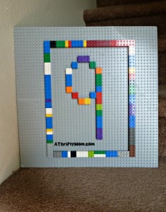 lego party decor, make your child's age out of legos, #thriftypartydecor, #legoparty,#party, #legos, #partyideas, #thriftypartyideas, #kidscrafts, #thriftycrafts