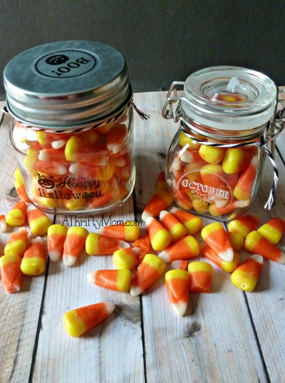 Candy jars, Easy,Quick, Thrifty Halloween treats, #treats, #halloween, #thrifty, #thriftygiftideas, #thriftytrickortreating, #easycrafts