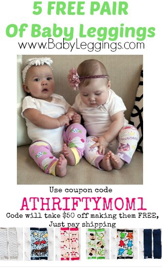 FREE Baby Leggings at BabyLeggings.com with coupon code ATHRIFTYMOM1, just pay shipping. WOW such a great deal, gift idea