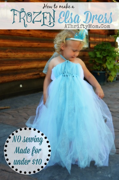 Frozen Elsa Dress, How to make a Disney Frozen Elsa Dress with NO SEWING and made for UNDER $10, #Frozen, #ElsaDress, #ElsaCostume