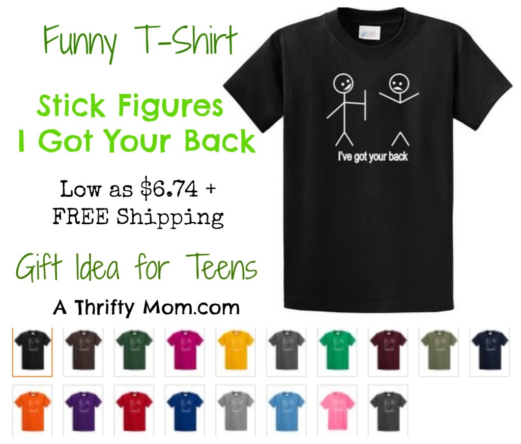 Funny T-Shirt Stick Figures I Got Your Back #TeenagerGiftIdea #FreeShipping