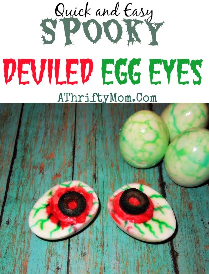 Spooky Deviled Egg Eyes ~ Halloween Recipes #DIY, #HalloweenParty