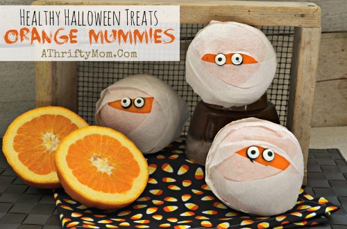 Orange Mummies ~ Healthy Halloween Treat Idea #Halloween #DIY