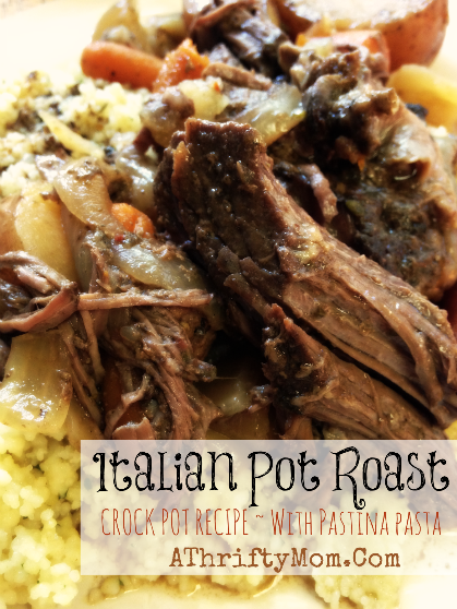 Italian Pot Roast with Pastina, made in the crock pot #CrockPot, #Beef, #Recipes