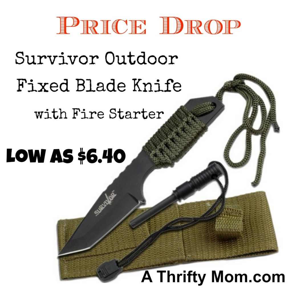 Survivor Outdoor Fixed Blade Knife with Fire Starter Price Drop #Survival #BugOut