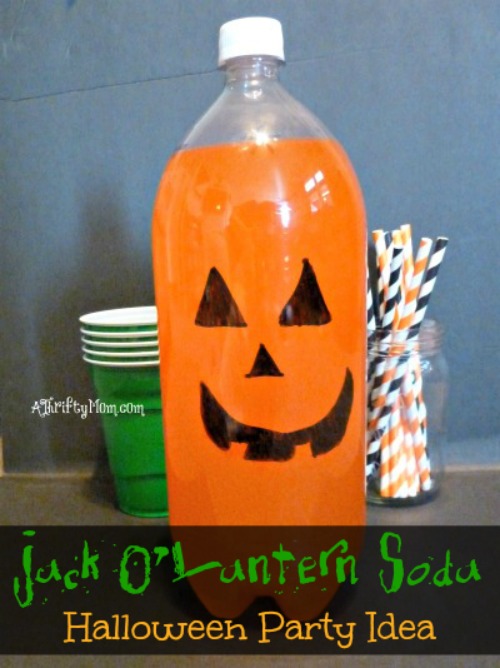 Jack O’Lantern Soda, Halloween Party Idea #Halloween #Easy