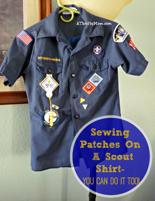 sewing patches on a scout shirt, #sewing, #tutorial, #diy, #savingmoney