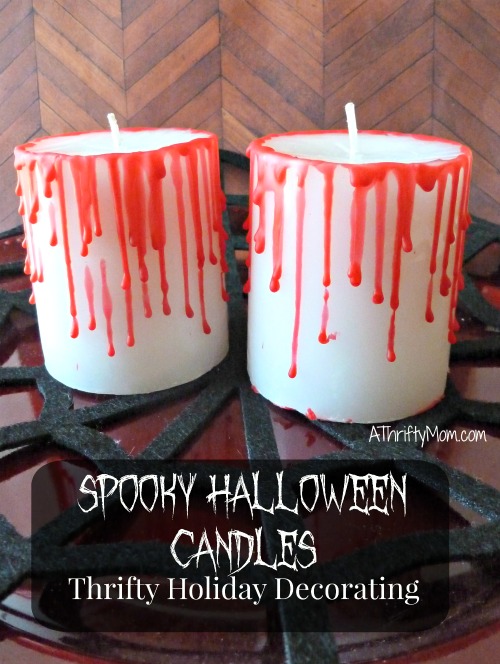 spooky Halloween candle, #candle, #halloween, #spooky, #bloody, #crafts, #thriftycrafts, #holidaydecorations, #thriftydecorating, #holidaydecorating