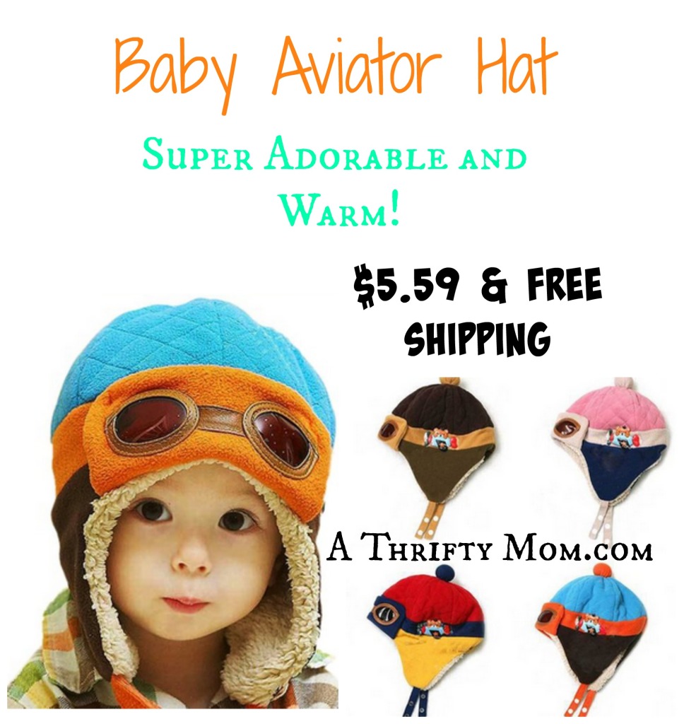 Baby Aviator Hat - Super adorable way to keep baby's head warm $5.59 and FREE shipping!