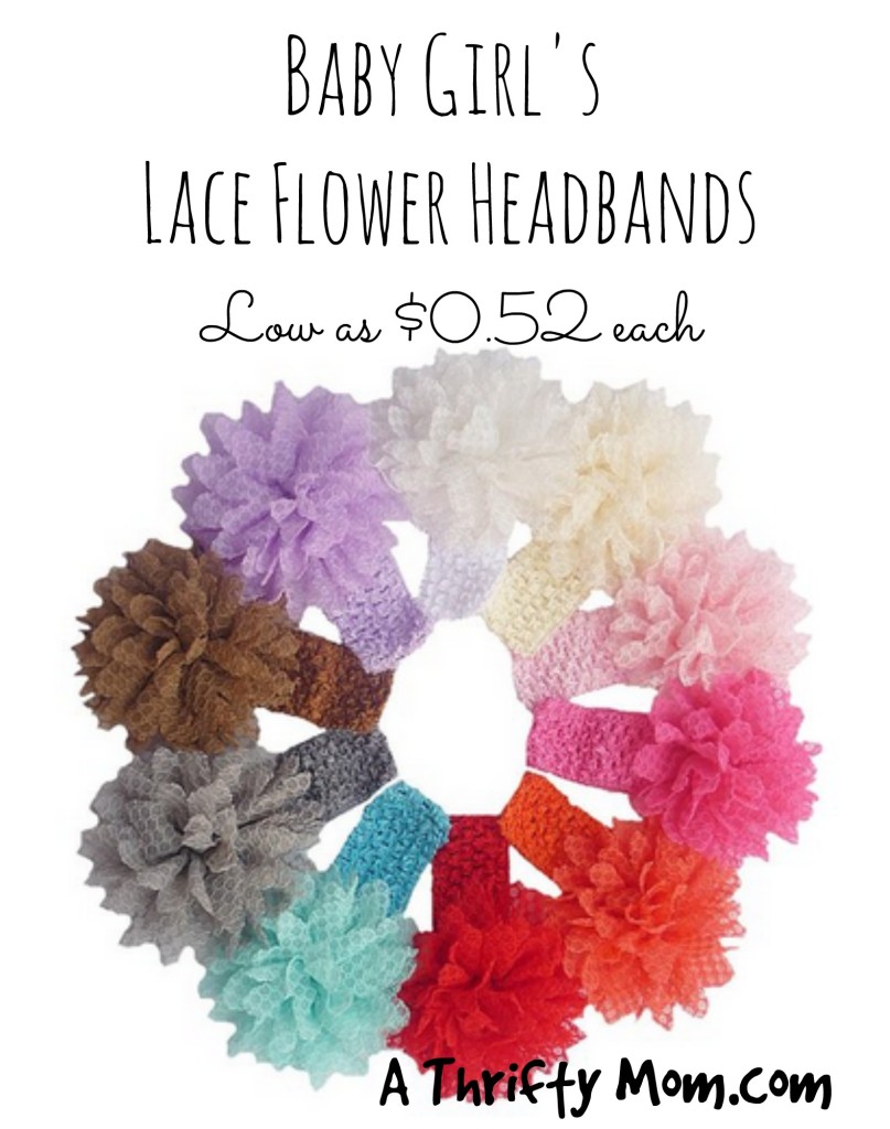 Baby Girl's Lace Flower Headbands low as $0.52 each! Sweet Gift Idea!