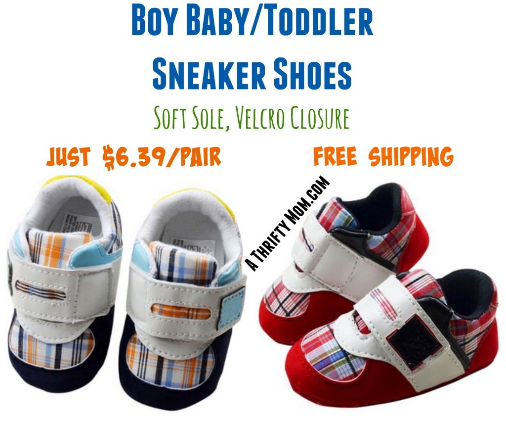 Baby-Toddler Boy Sneaker Shoes - Soft Sole, Velcro Closure, Adorable FREE Shipping #BabyShoes