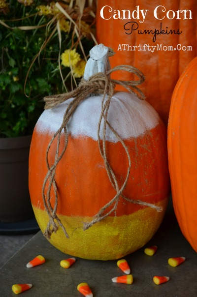 Candy Corn Pumpkin, easy way to decorate a pumpkin without carving it #PumpkinIdeas, Perfect for Kids, #Halloween, #CandyCorn