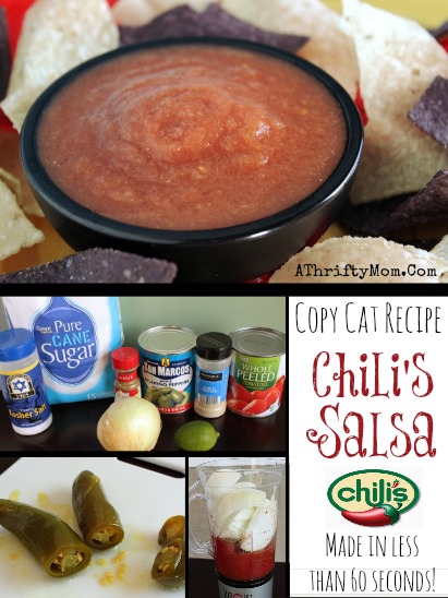 Chili's Salsa Recipe, copy cat version for Chili's salsa. Quick and easy made in less than 60 seconds in the blender #Chili's, #Salsa, #CopyCatrecipe
