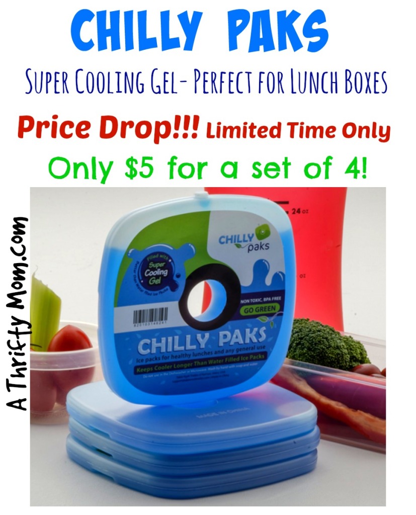 Chilly Paks ~The Best Small Gel Ice Pack for Lunch Boxes - Set of 4 On Sale ONLY $5 Limited Time Only