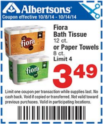 Fiora bath tissue or paper towels