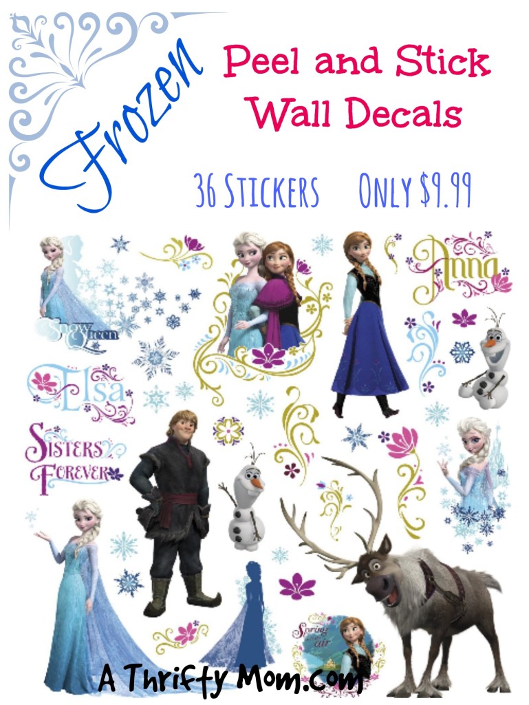 Frozen Peel and Stick Wall Decals, 36 Stickers Only $9.99 #Frozen #FrozenDecorations