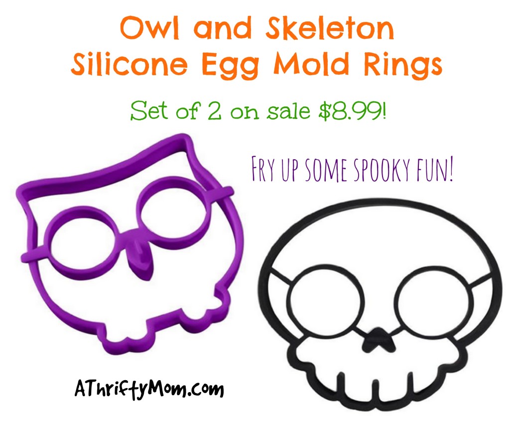 Halloween Owl and Skeleton Silicone Egg Mold Rings Set of 2 On Sale low as $8.99 - Fry up some spooky fun for breakfast