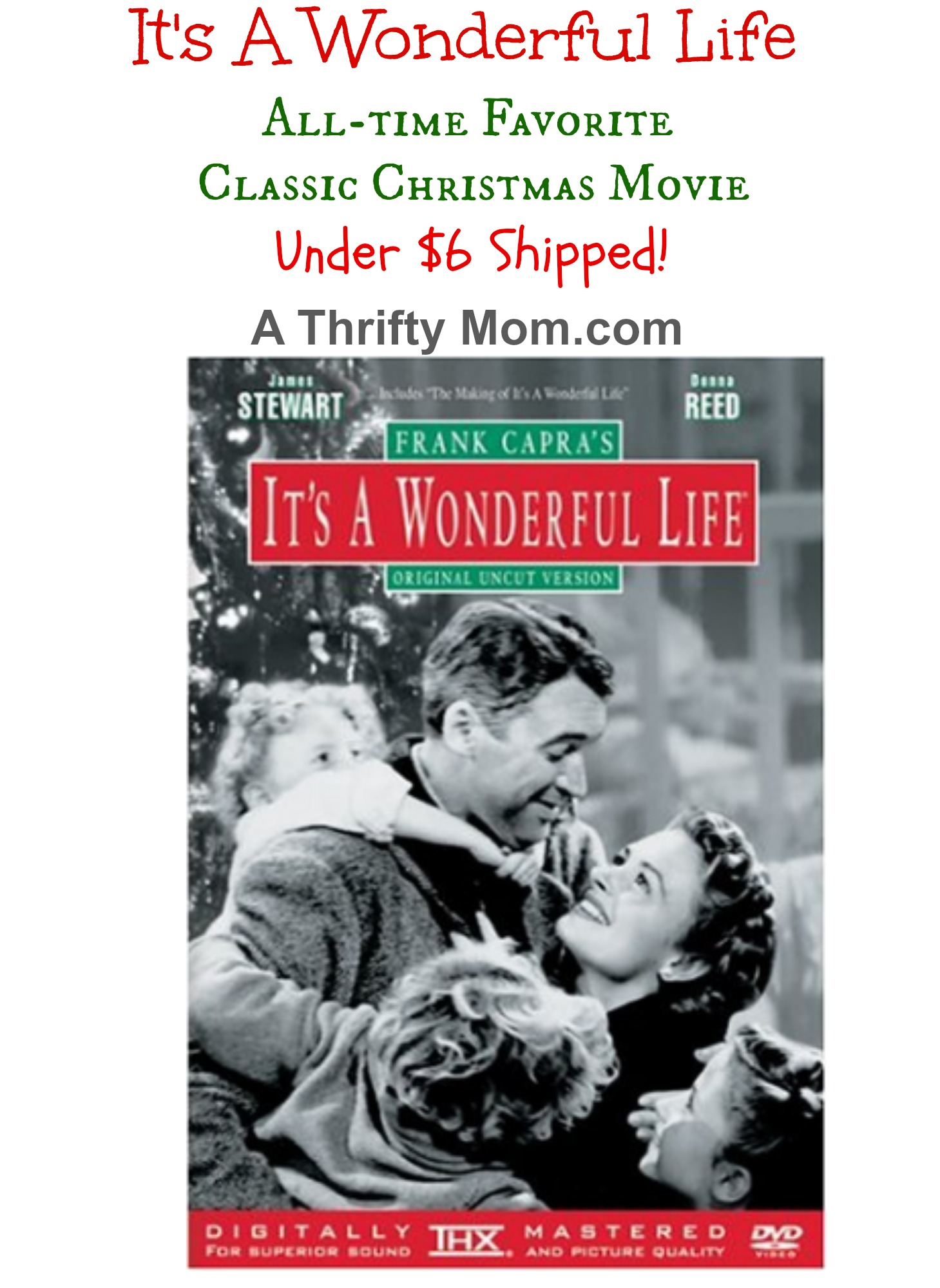 It's a Wonderful Life on DVD - Classic Christmas Movie - Buy it now under $6 shipped! #ChristmasMovies #FavoriteMovies