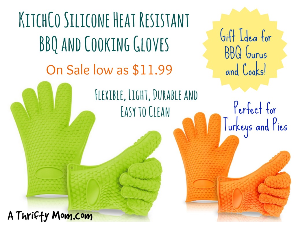 KitchCo Silicone Heat Resistant BBQ and  Cooking Gloves On Sale - Flexible, Light, Durable, and Easy to Clean - Perfect for Thanksgiving Turkeys and Pies #GiftIdea #Thanksgiving