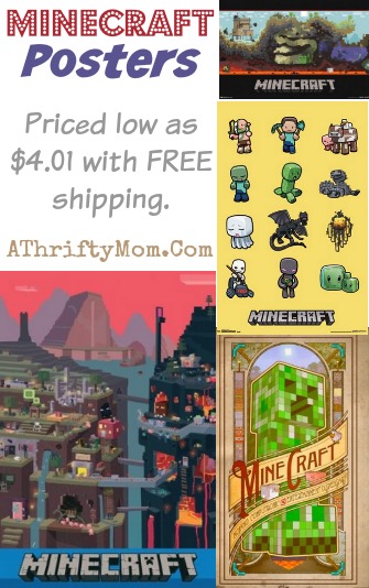 Minecraft poster shipped FREE, Kids gift idea