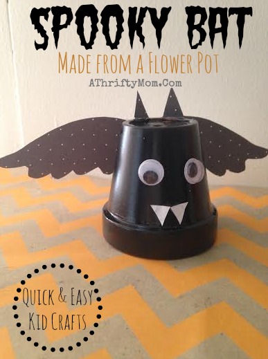 kids craft for halloween, Bat Flower Pot, Low Cost Craft For Kids, #Halloween, #KidsCrafts, #FlowerPot