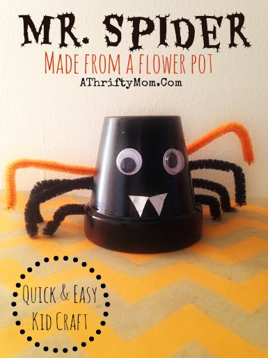 kids craft for halloween, Mr Spider,  Spider Flower Pot, Low Cost Craft For Kids, #Halloween, #KidsCrafts, #FlowerPot