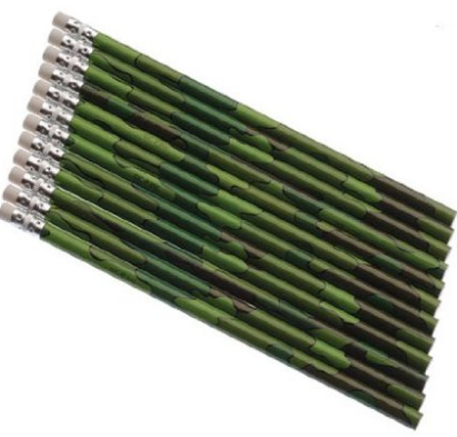 Camo Army pencil, makes a great party favor or stocking stuffer, Hunting and Fishing gift ideas