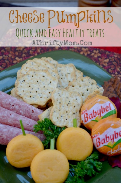 Cheddar Cheese Pumpkins, a fast and easy idea for Thanksgiving or Halloween.  Healthy Party Treat Ideas #Cheese
