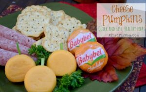 Cheddar Cheese Pumpkins, a fast and easy idea for Thanksgiving or Halloween.  Healthy Party Treat Ideas #Cheese