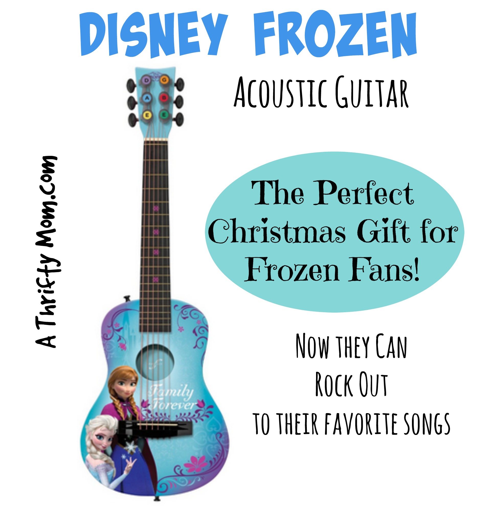 Disney Frozen Acoustic Guitar For Kids - Now they can rock out to their favorite songs! #Frozen #ChristmasGiftForKids
