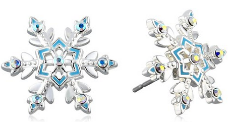 Disney Girls Frozen Silver-plated Crystal Snowflake Stud Earrings #StockingStufferForGirls
