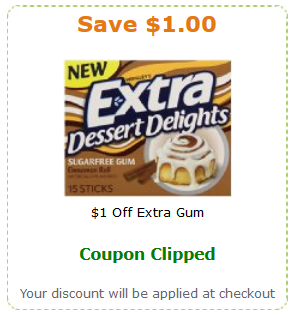 Extra Dessert Delights Gum $1 Off Coupon