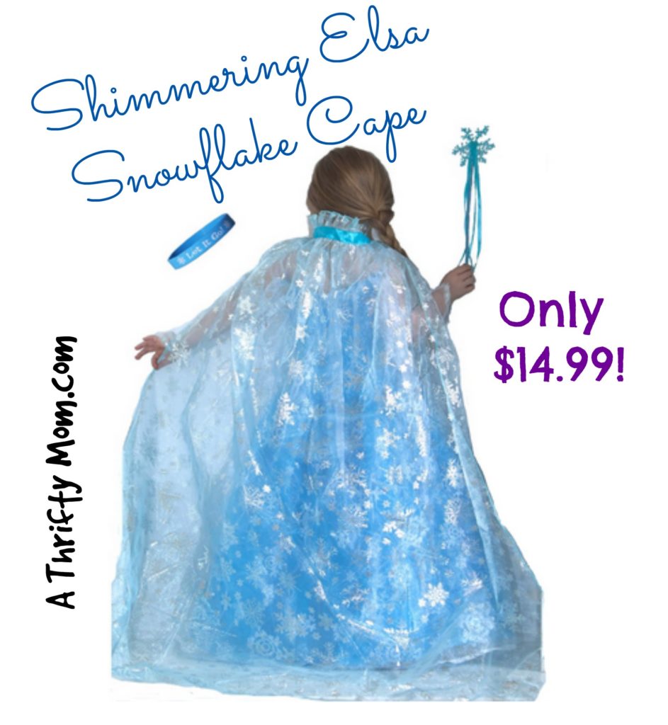 Frozen Shimmering Elsa Snowflake Cape with Wand Just $14.99! #Frozen #GiftIdeas