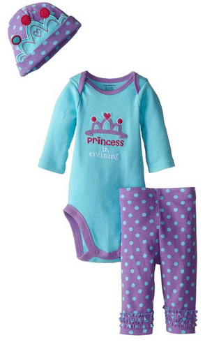 Gerber Baby Girls Newborn 3-Piece Set Body Suit, Cap, and Leggings, Princess Only $9.99 #BabyGirl