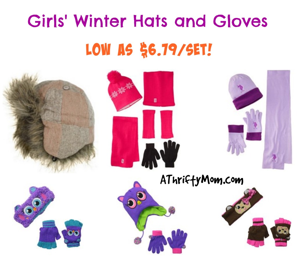 Girls' Winer Hats and Gloves low as $6.79 a set! #StockingStuffersForGirls