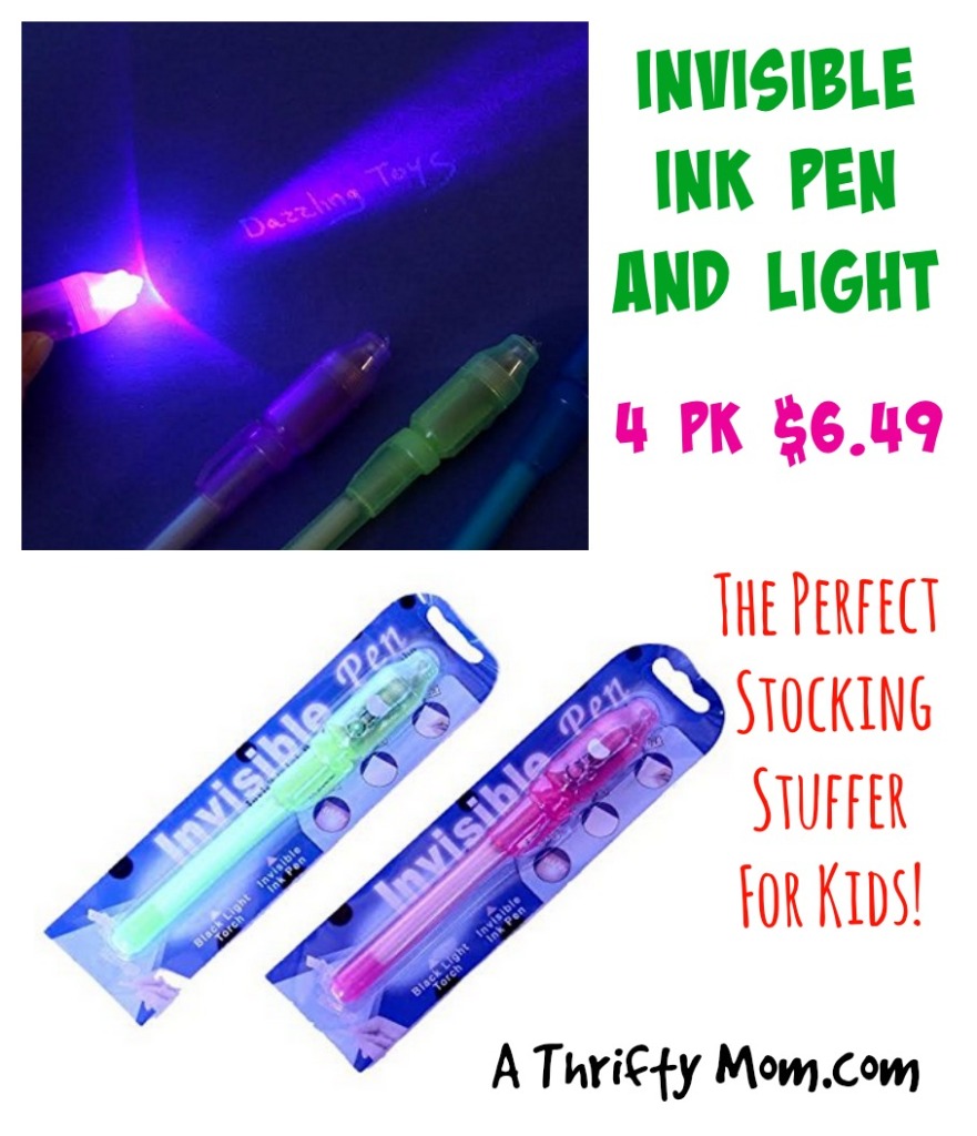 Invisible Ink Pen and Light 4 pk - The Perfect Stocking Stuffer for Kids!