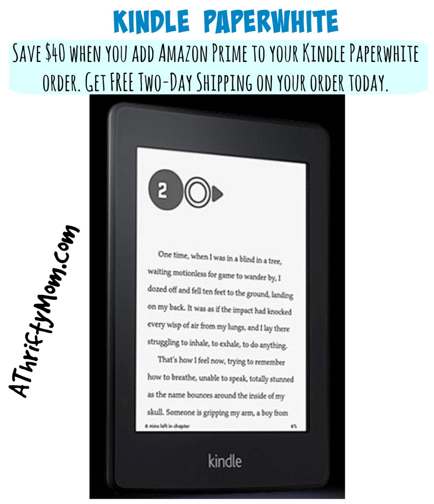 Kindle Paperwhite - Save $40 when you add Amazon Prime to your Kindle Paperwhite Order, Get FREE 2 day shipping #KindleSale #ChristmasGiftIdea #FreeShipping