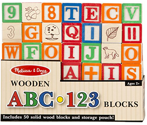 Melissa & Doug Deluxe 50-Piece Wooden ABC 123 Blocks Set #GiftForKids