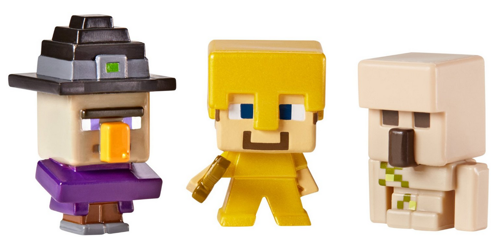 Minecraft Collectible Figures- Witch, Steve in Gold Armor, Iron Golem - Fun Stocking Stuffers! #Minecraft #GiftIdeasForBoys
