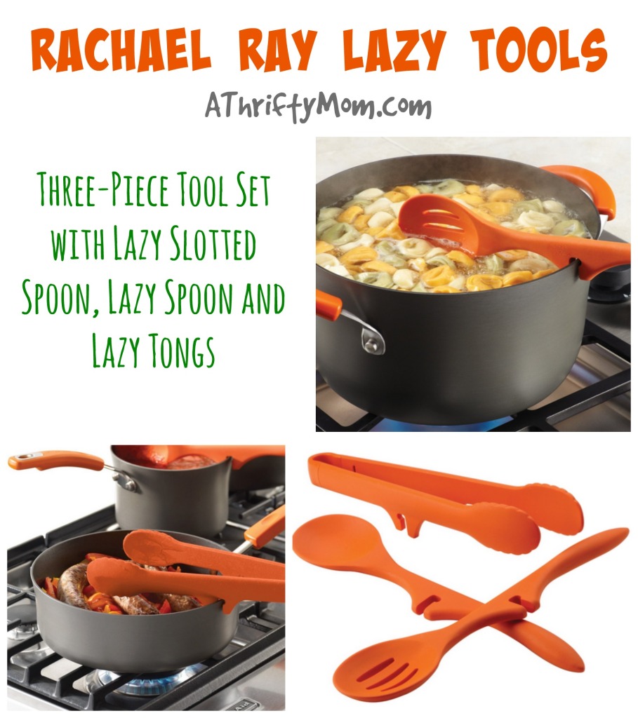 Rachel Ray Tools and Gadgets Lazy Tool Set - 3 Piece Tool Set with Lazy Slotted Spoon, Lazy Spoon, and Lazy Tongs #ChristmasGiftIdea #IWant #StockingStuffer