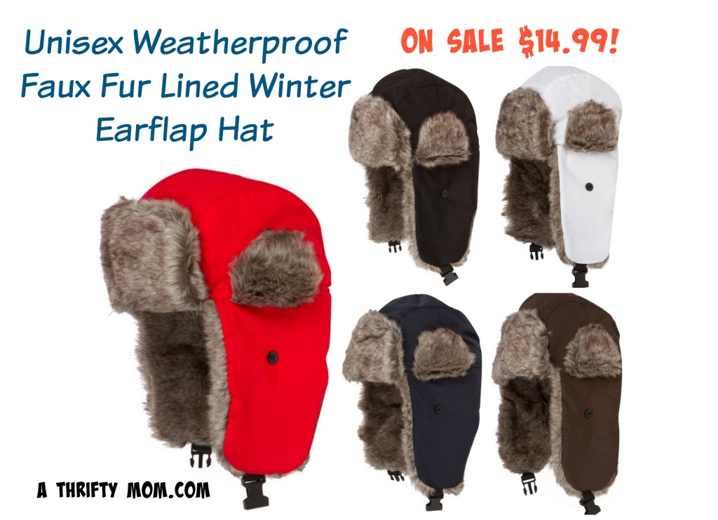 Unisex Weatherproof Faux Fur Lined Winter Earflap Hat On Sale #StayWarm