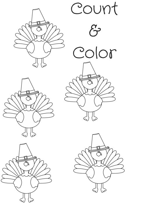count & Color Turkey art Turkey coloring page