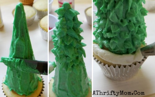Christmas Tree Cupcakes made out of ice cream cones, easy christmas treats DIY