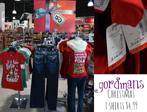 Christmas clothes for less, everything from t shirts to formal wear perfect for your Christmas Party.  All at a fraction of the price #Gordmans